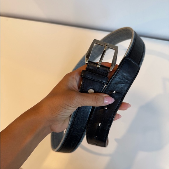 Prada Black Leather Belt with Silver Buckle - Picture 1 of 3